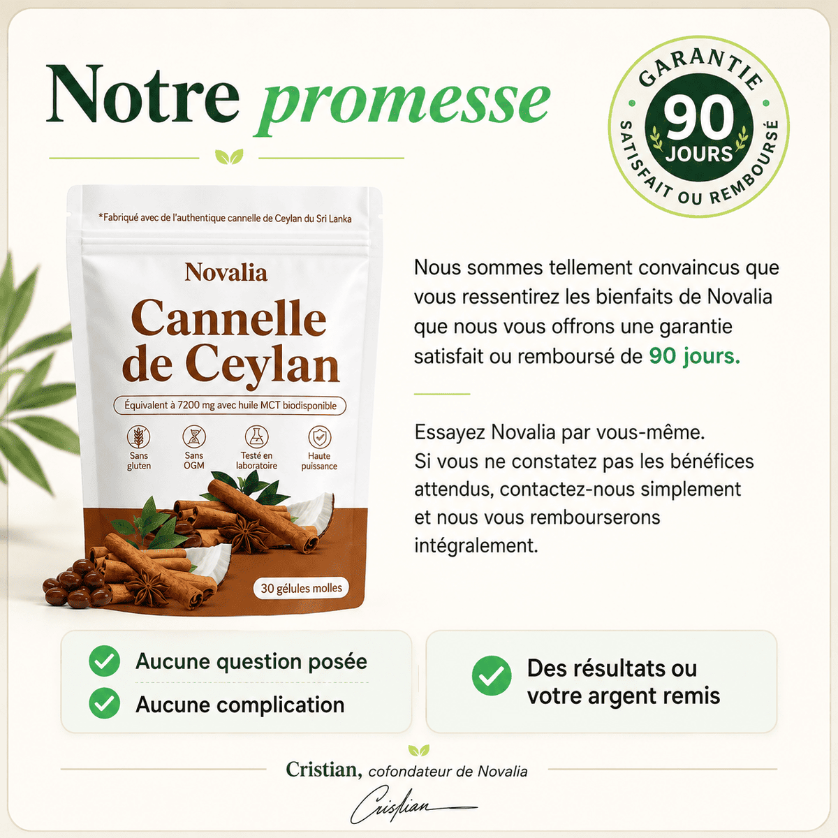 Novelia™ — Cannelle de Ceylan 7 200 mg à l'huile TCM