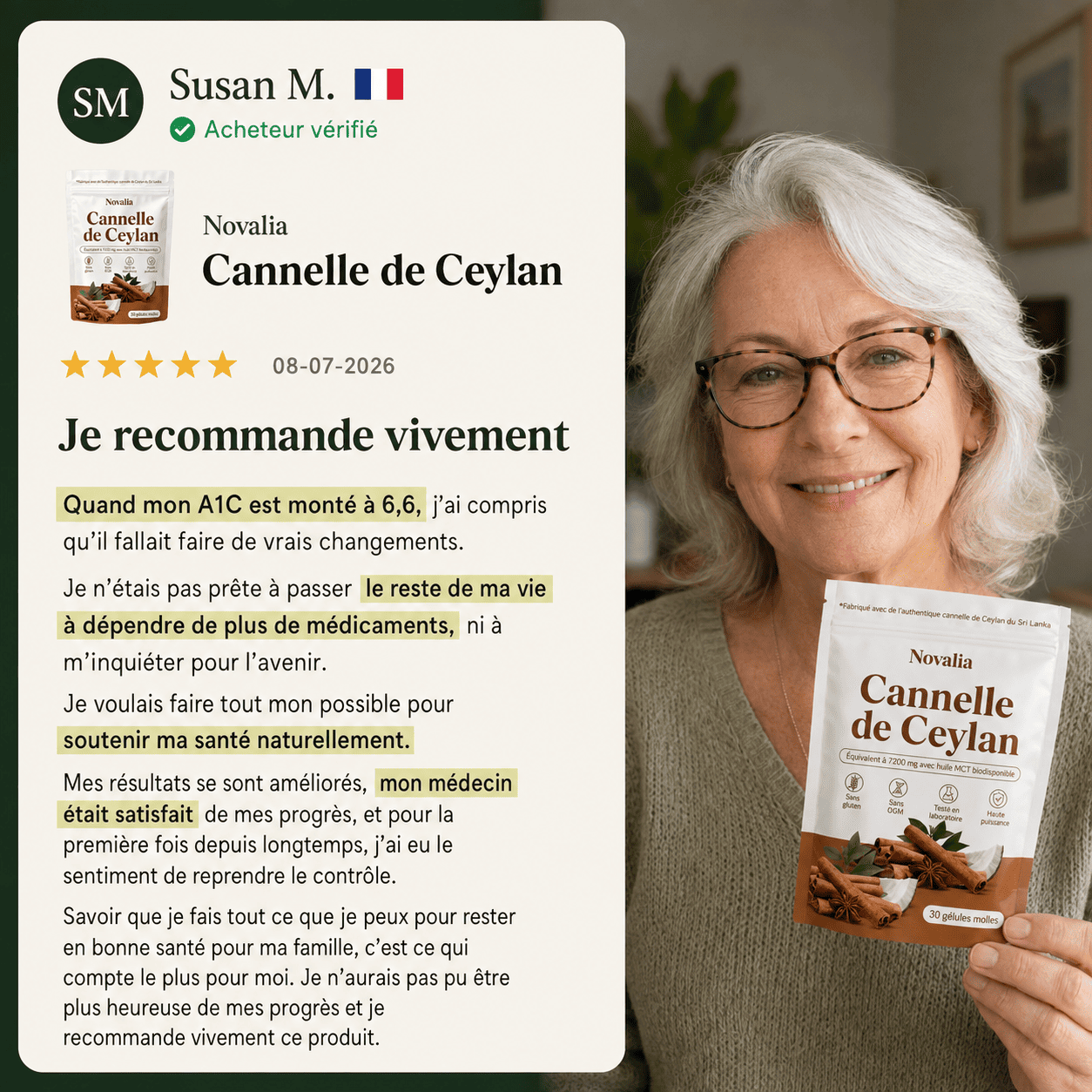 Novelia™ — Cannelle de Ceylan 7 200 mg à l'huile TCM