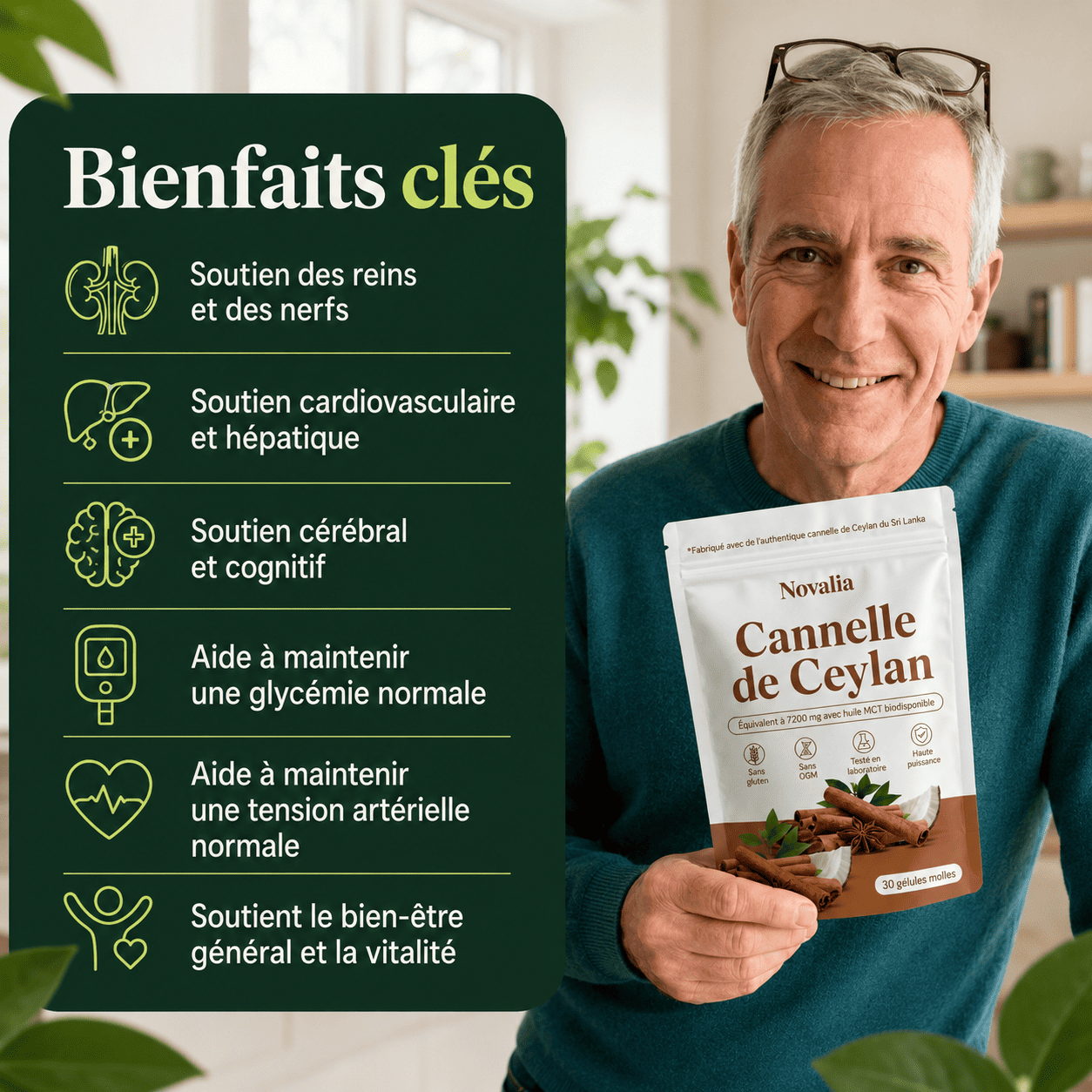 Novelia™ — Cannelle de Ceylan 7 200 mg à l'huile TCM