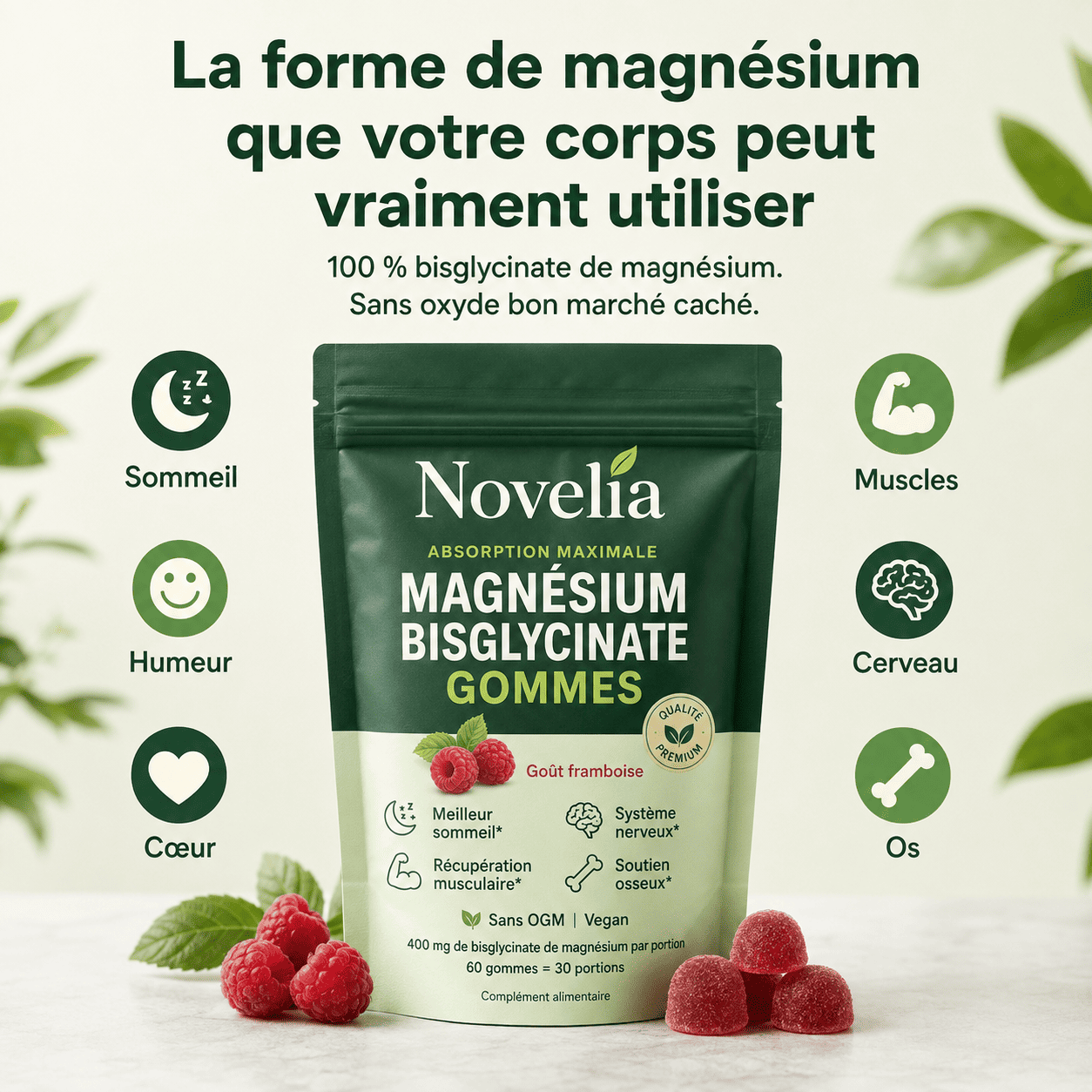 Novelia - Gommes au Bisglycinate de Magnésium